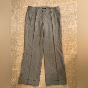 💫💜Louisa Cerano Gray Women Wool Dress Pants Cuffed 14 Minimalist Classic EUC